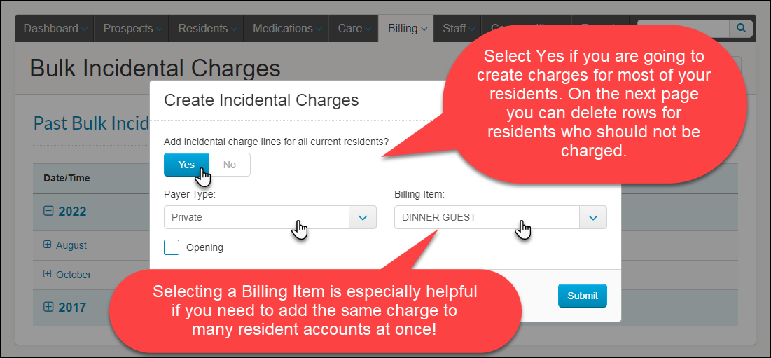 How to Add Incidental Charges in Bulk Medtelligent