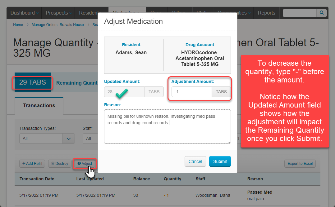 How do I adjust the drug quantity? – Medtelligent